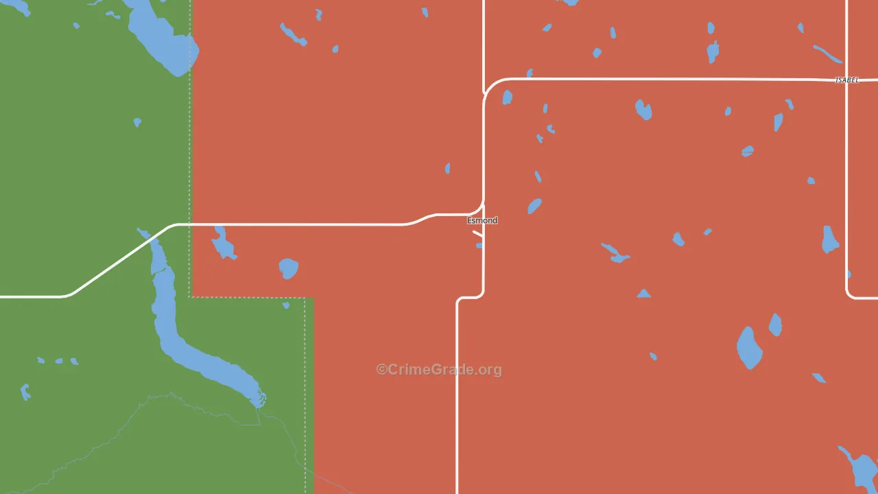 Esmond, ND Map of Burglary Rates