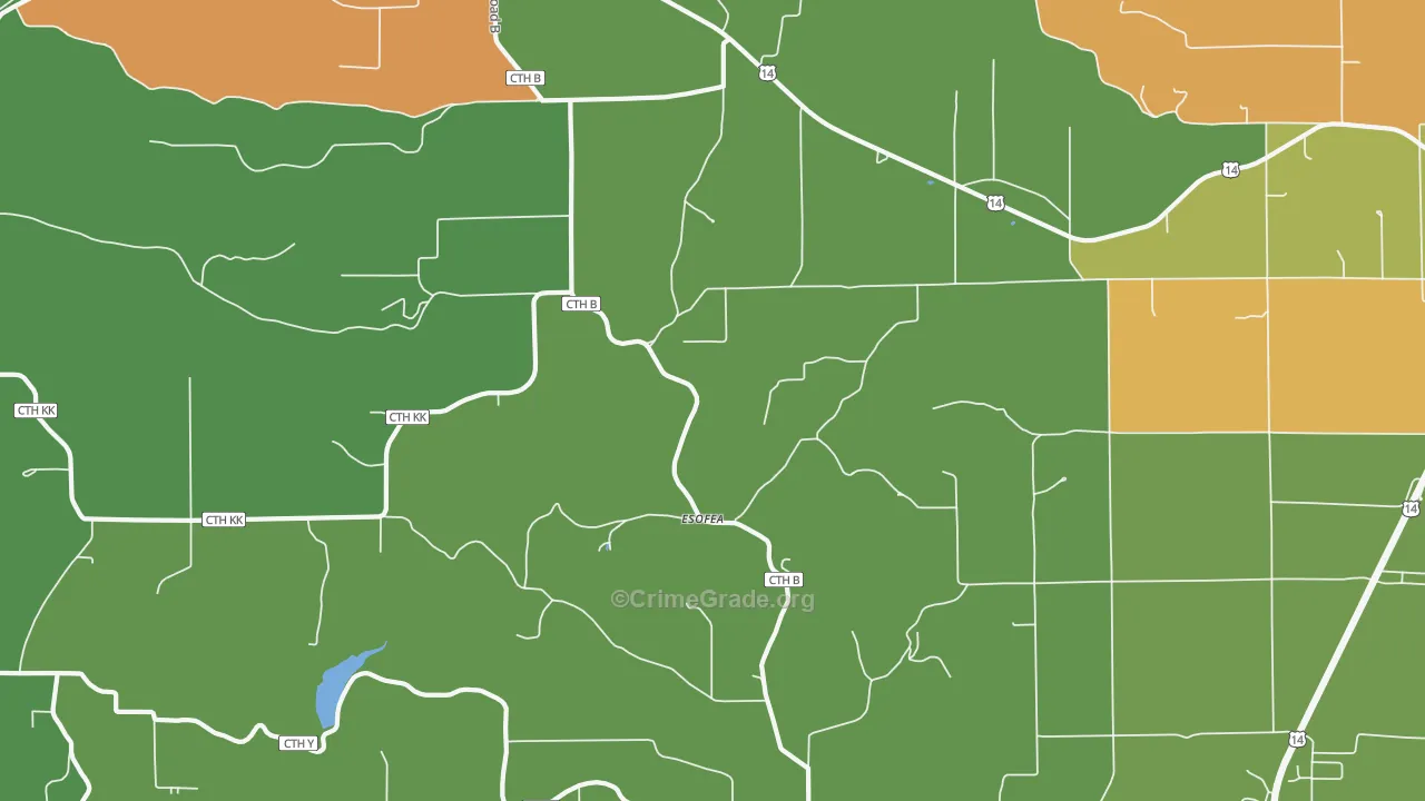 Esofea, WI Map of Burglary Rates