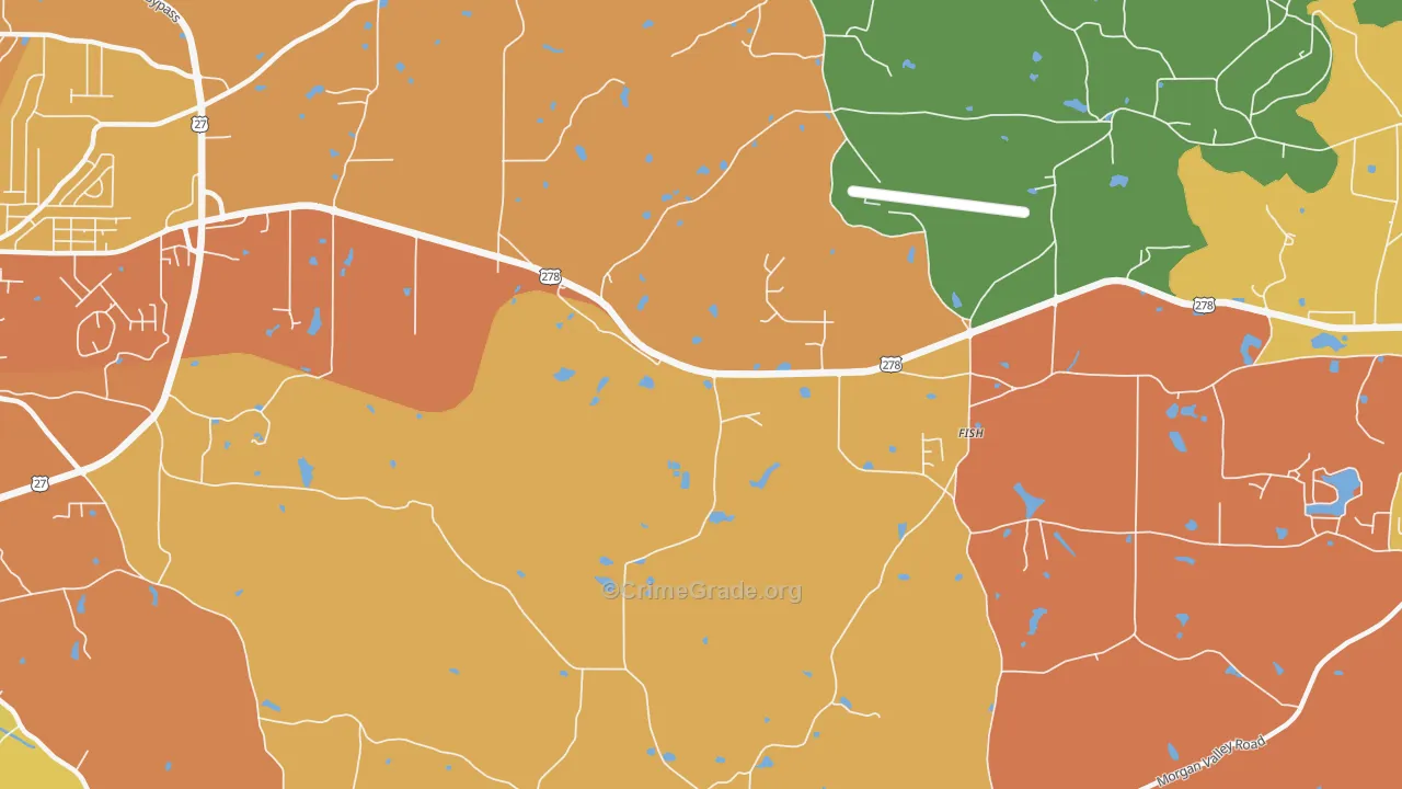 Esom Hill, GA Map of Burglary Rates