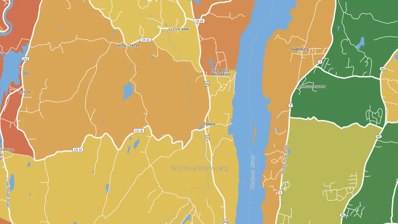Esopus, NY Map of Burglary Rates
