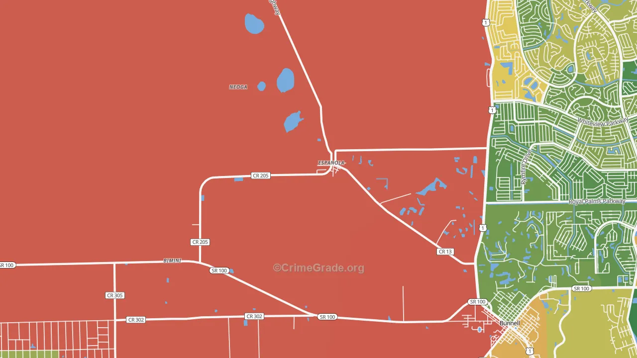 Espanola, FL Map of Burglary Rates
