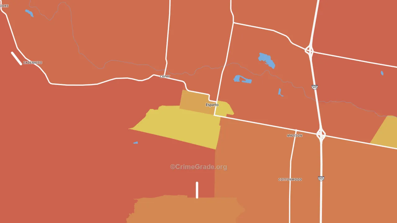 Esparto, CA Map of Burglary Rates