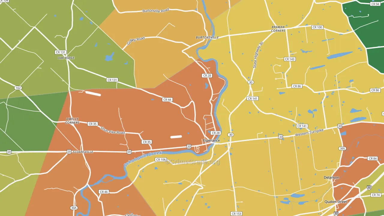 Esperance, NY Map of Burglary Rates