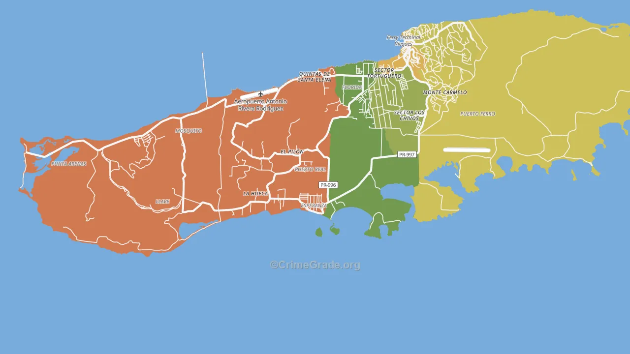 Esperanza, PR Map of Burglary Rates