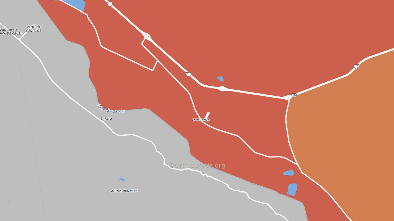 Esperanza, TX Map of Burglary Rates