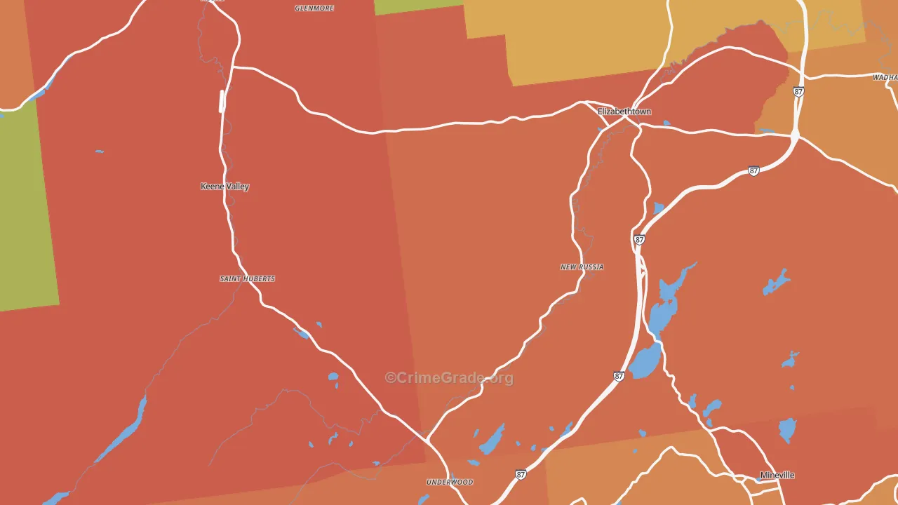 Essex County, NY Map of Burglary Rates