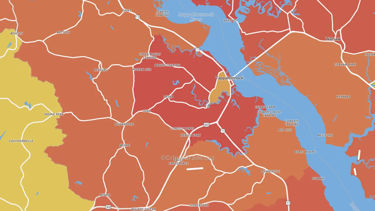 Essex County, VA Map of Burglary Rates