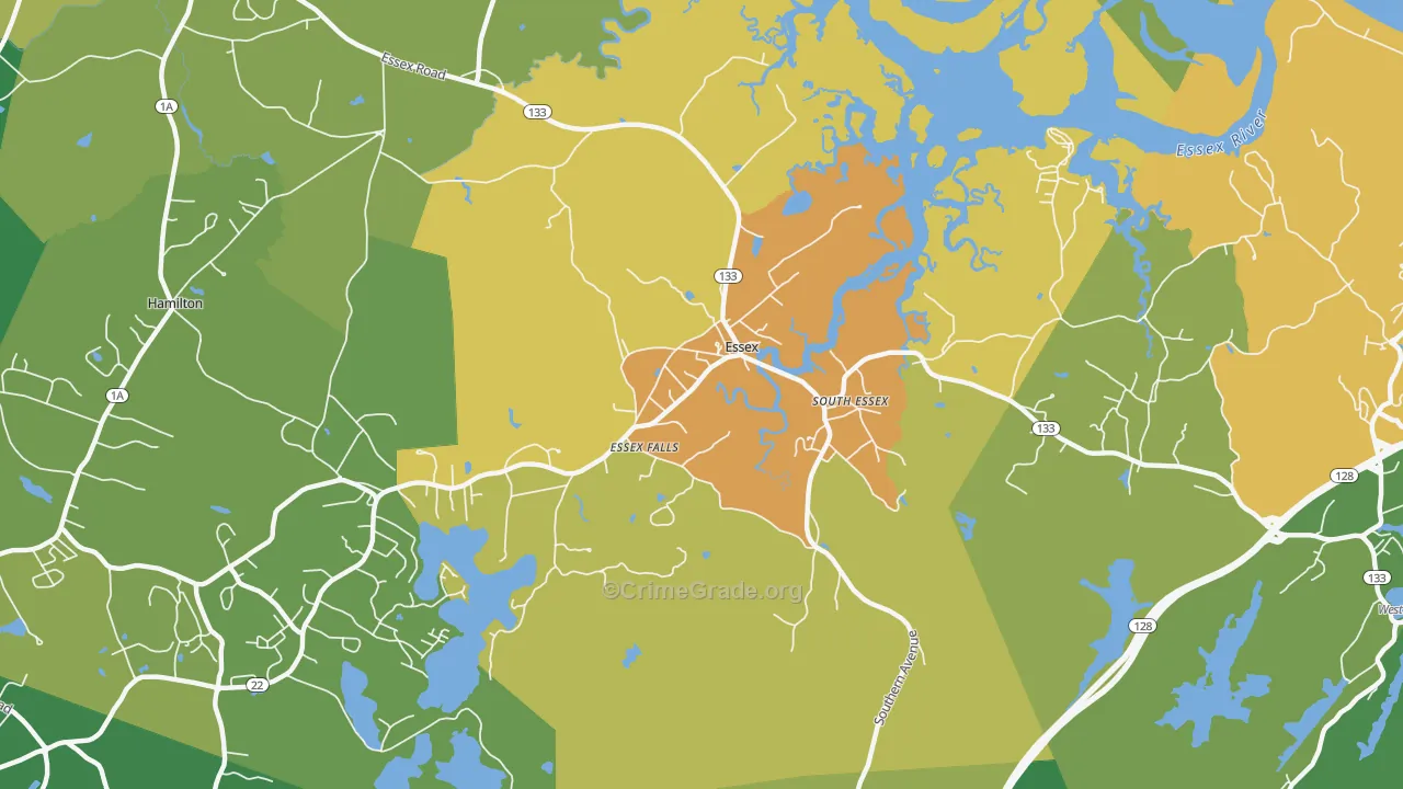 Essex, MA Map of Burglary Rates