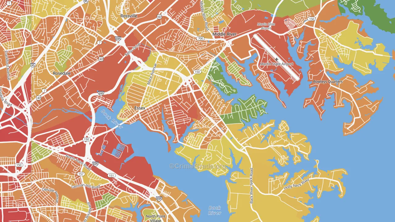 Essex, MD Map of Burglary Rates