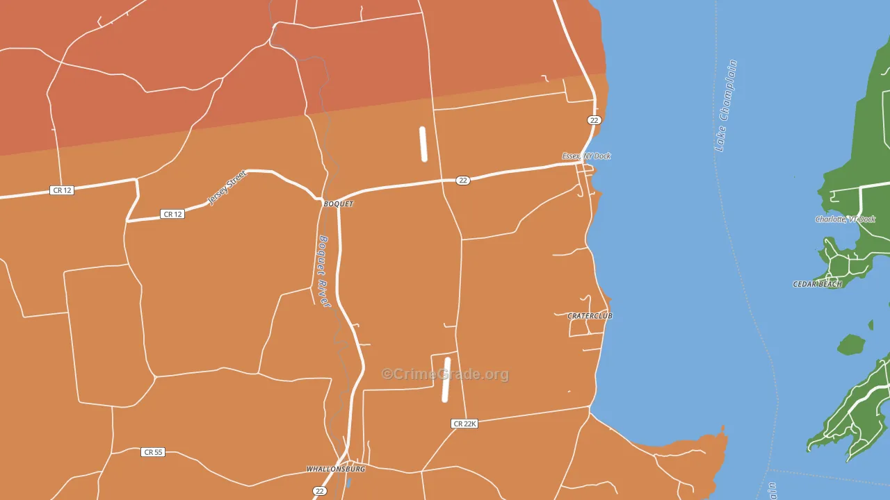 Essex, NY Map of Burglary Rates