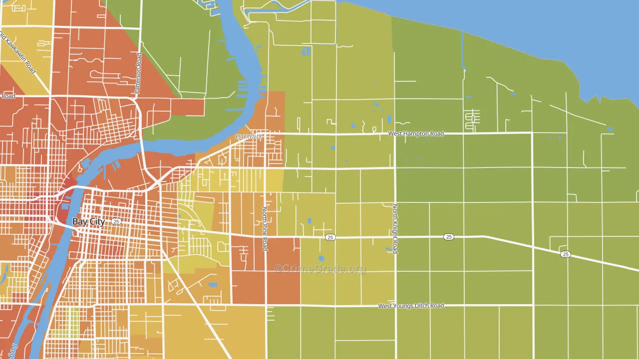 Essexville, MI Map of Burglary Rates
