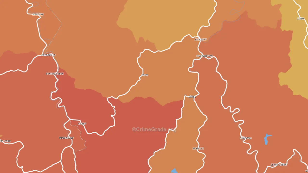 Essie, KY Map of Burglary Rates