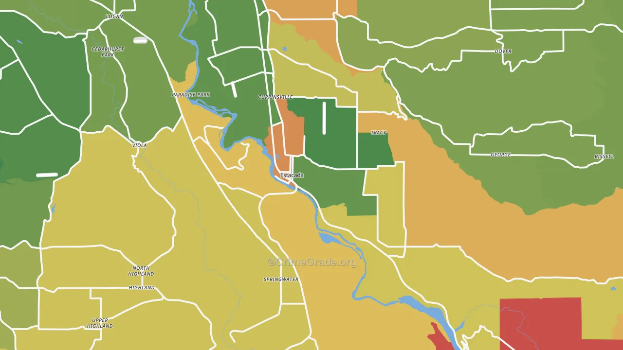 Estacada, OR Map of Burglary Rates