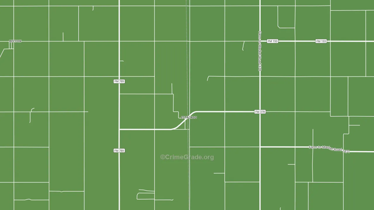 Estacado, TX Map of Burglary Rates