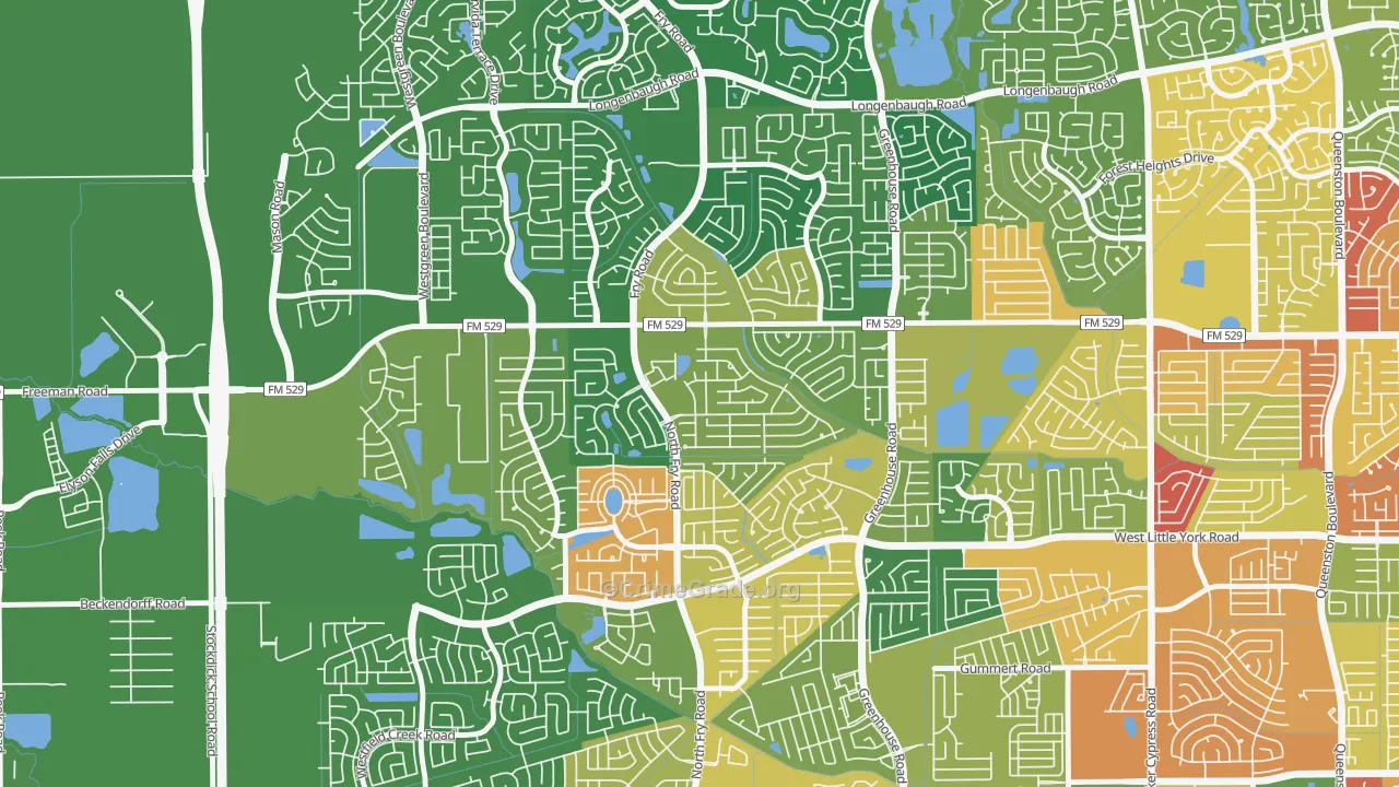 Estates Of Highland Creek, Katy, TX Map of Burglary Rates