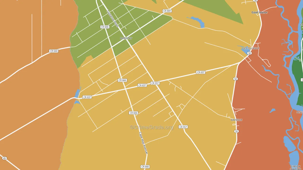 Estell Manor, NJ Map of Burglary Rates