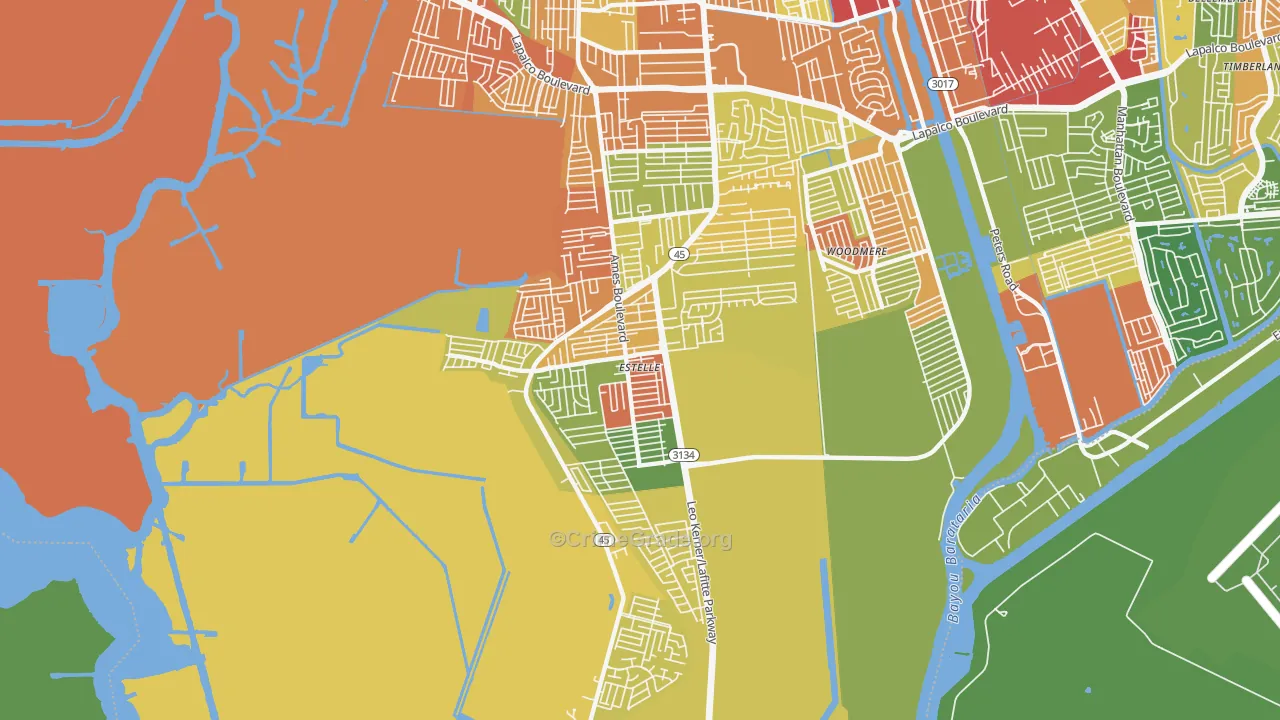 Estelle, LA Map of Burglary Rates