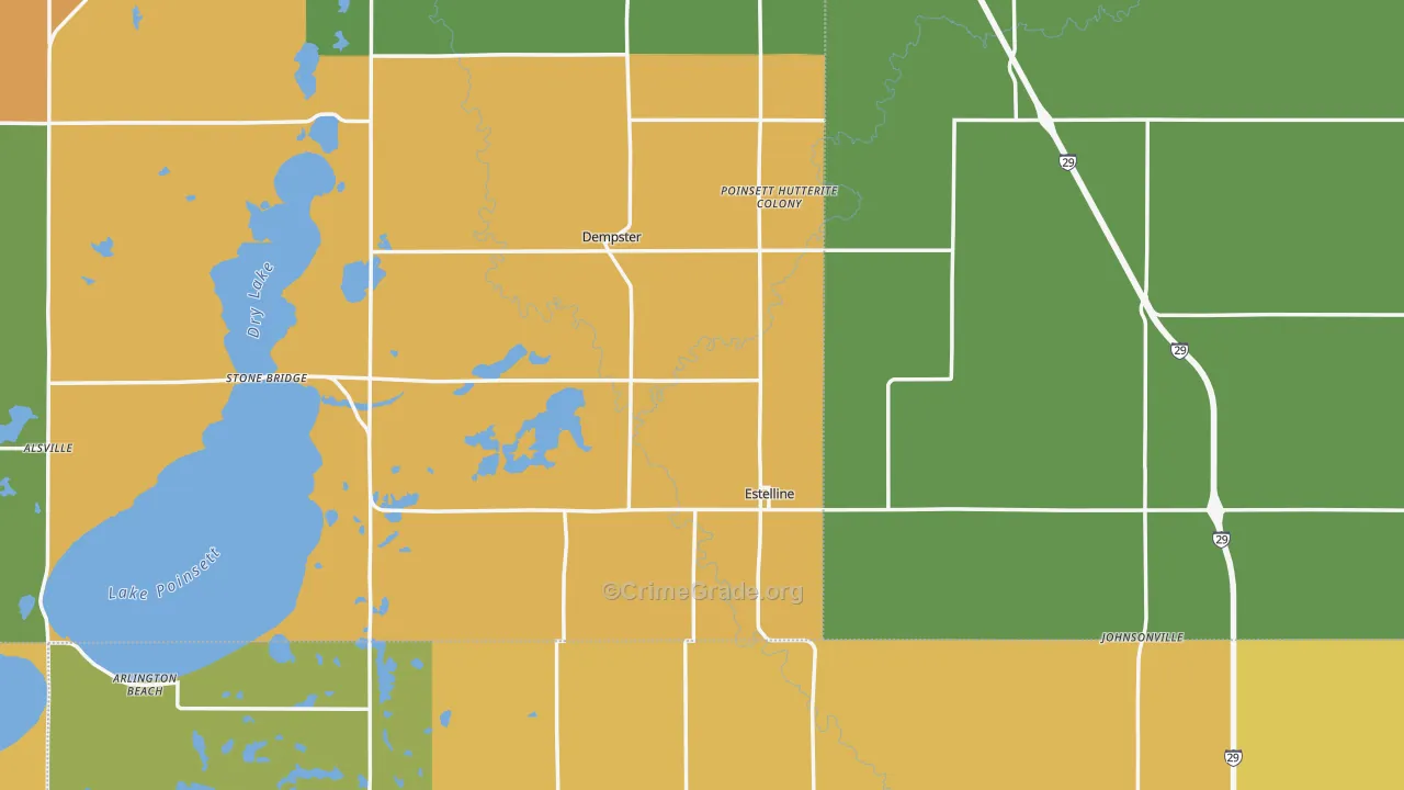 Estelline, SD Map of Burglary Rates