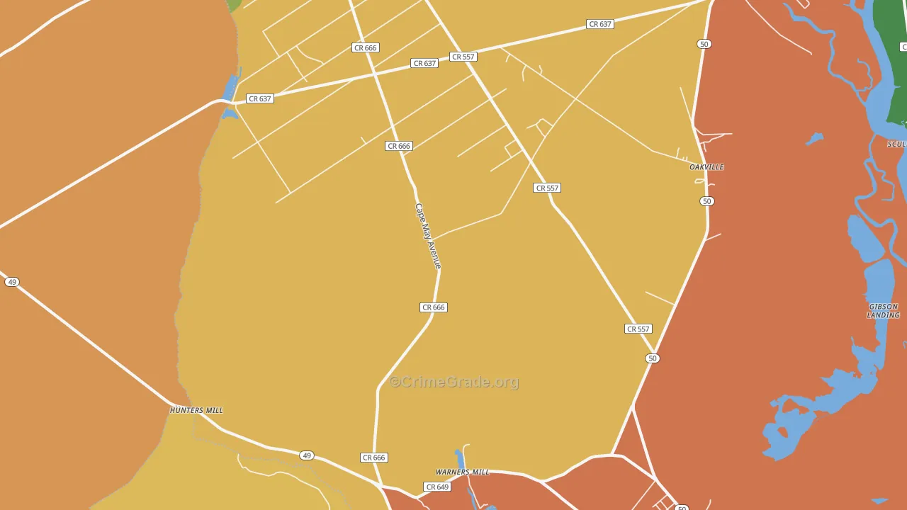 Estelville, NJ Map of Burglary Rates