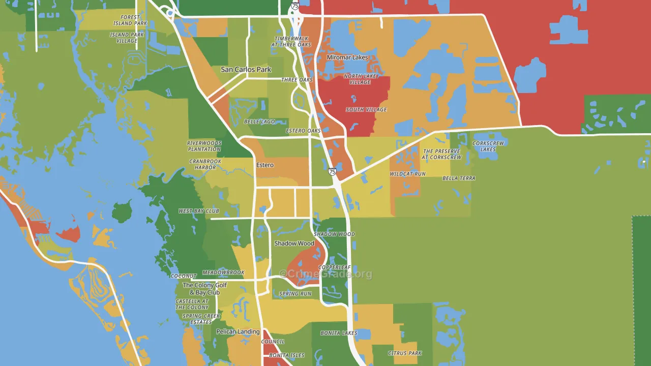 Estero, FL Map of Burglary Rates