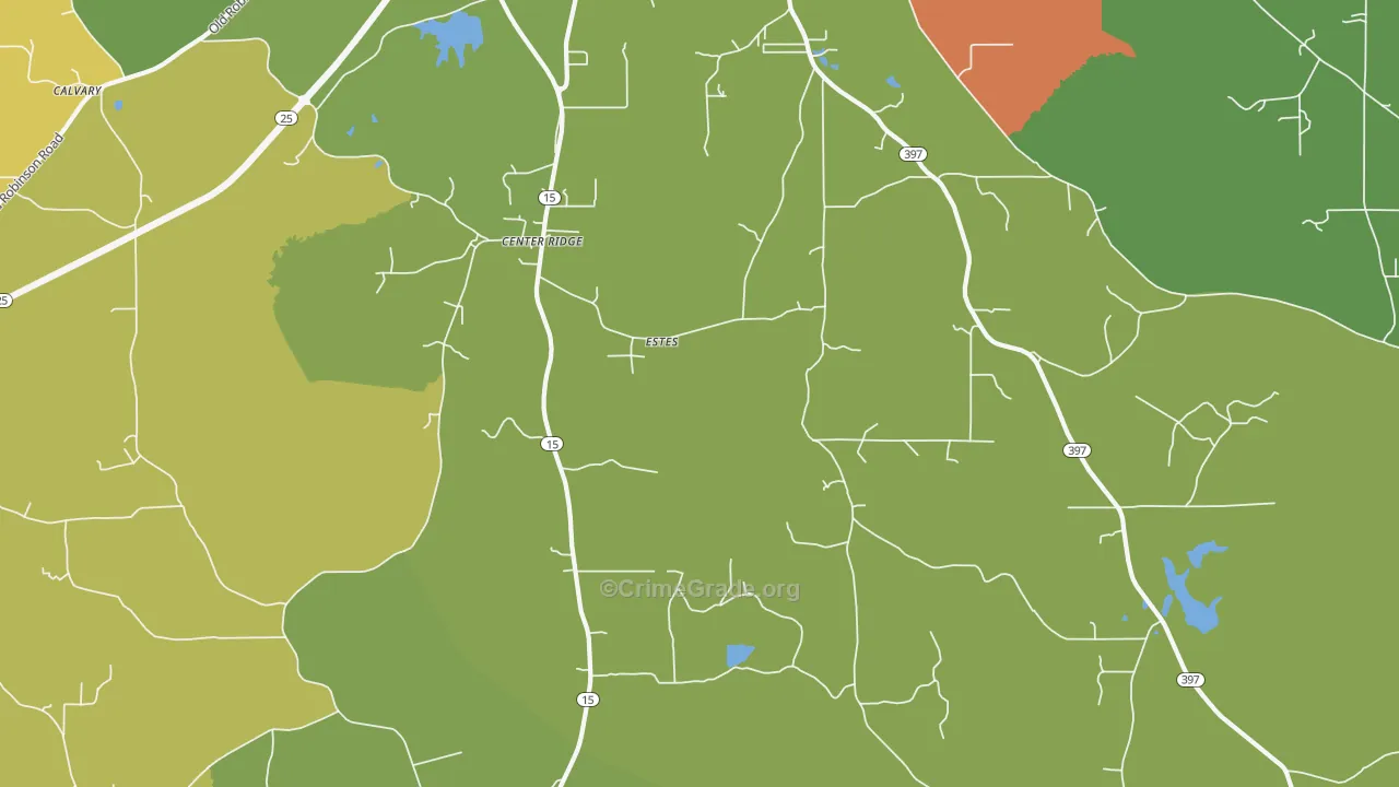 Estes, MS Map of Burglary Rates