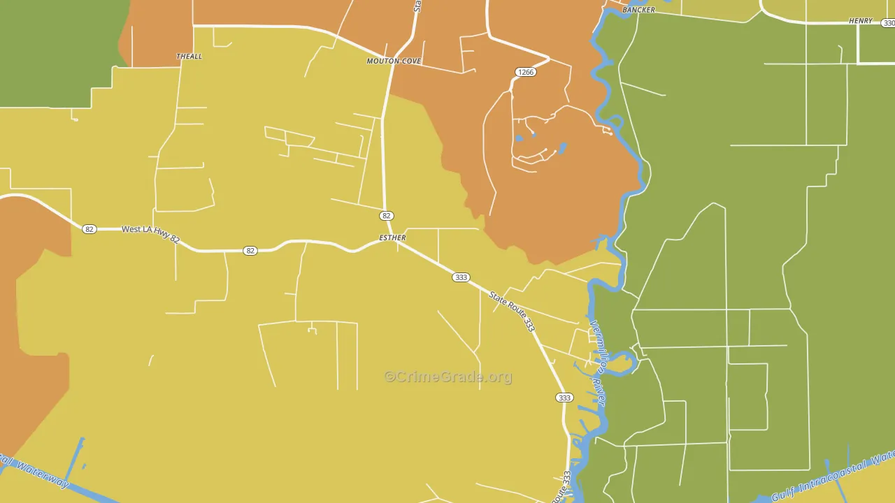 Esther, LA Map of Burglary Rates