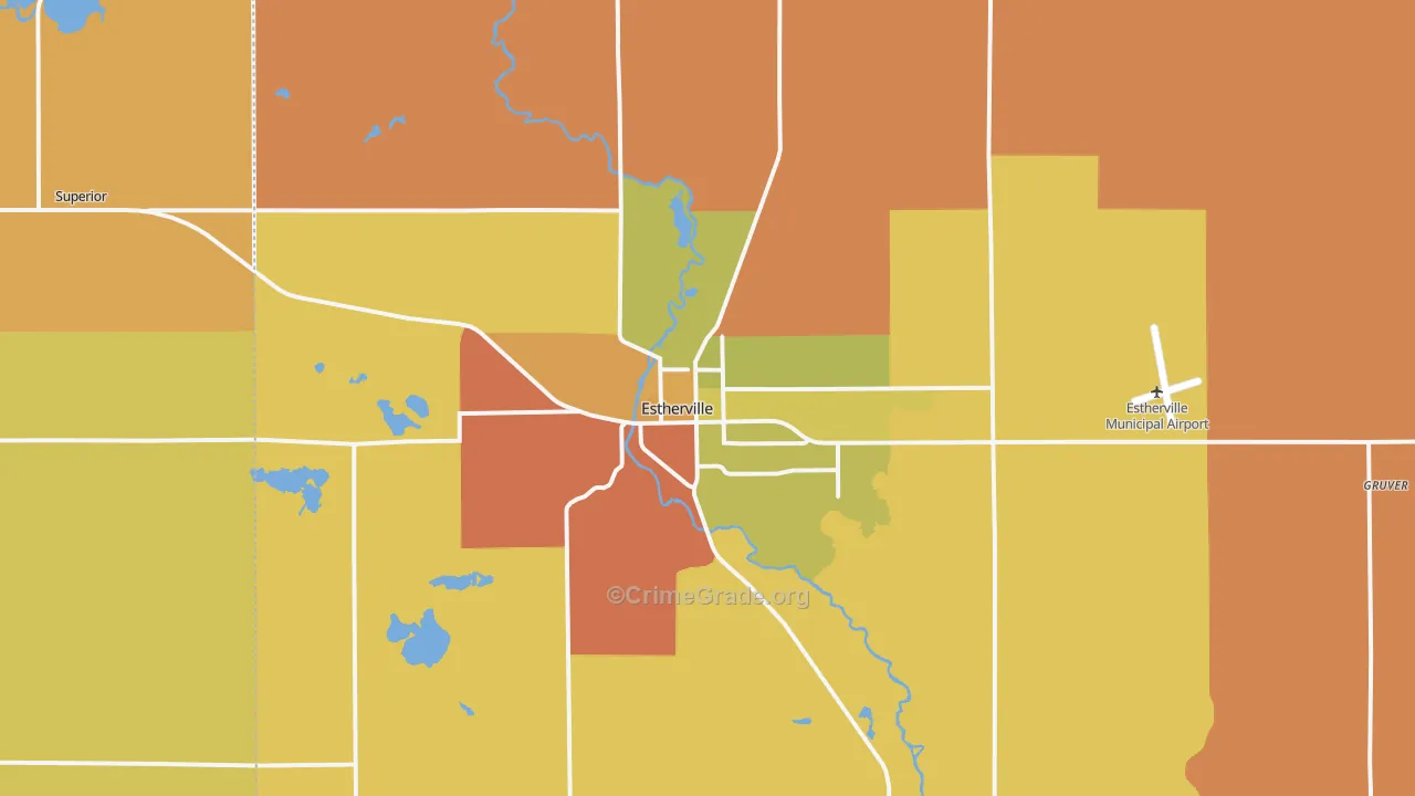 Estherville, IA Map of Burglary Rates