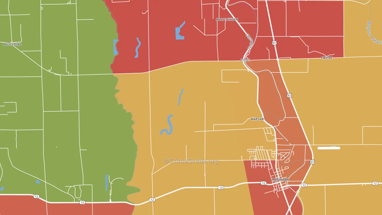 Estill, MS Map of Burglary Rates