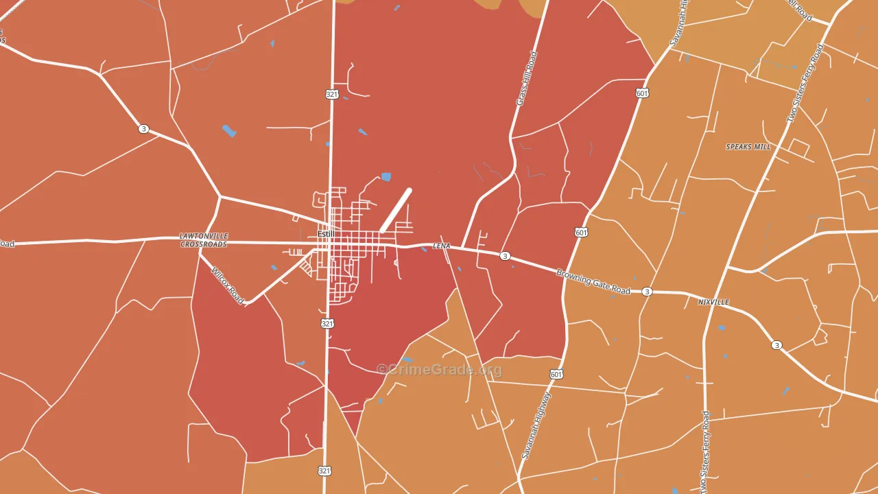 Estill, SC Map of Burglary Rates