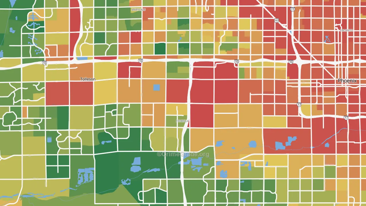 Estrella, Phoenix, AZ Map of Burglary Rates