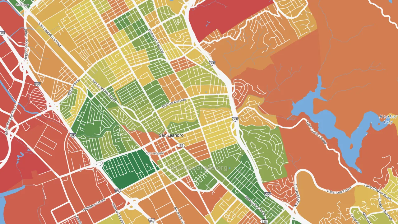 Estudillo Estates-Glen, San Leandro, CA Map of Burglary Rates