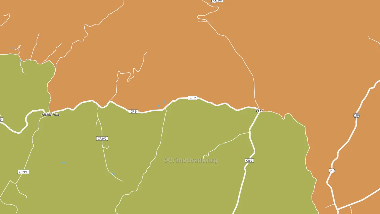 Esty, WV Map of Burglary Rates