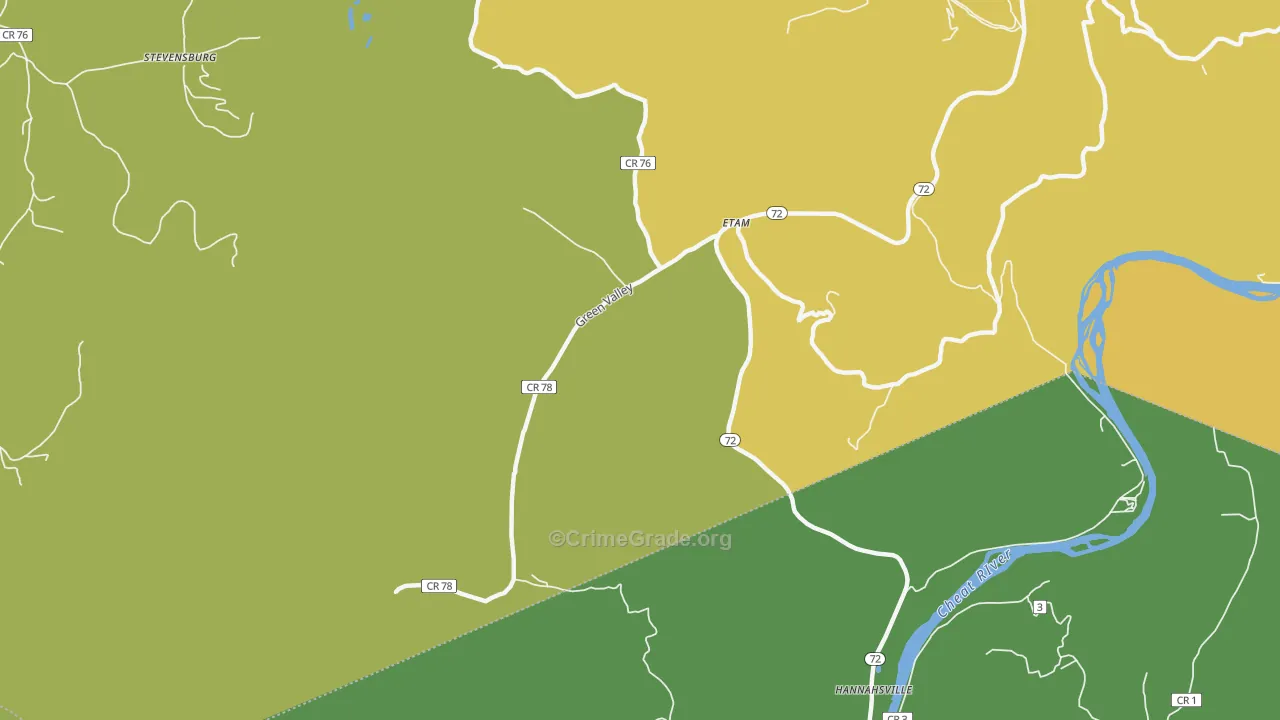 Etam, WV Map of Burglary Rates