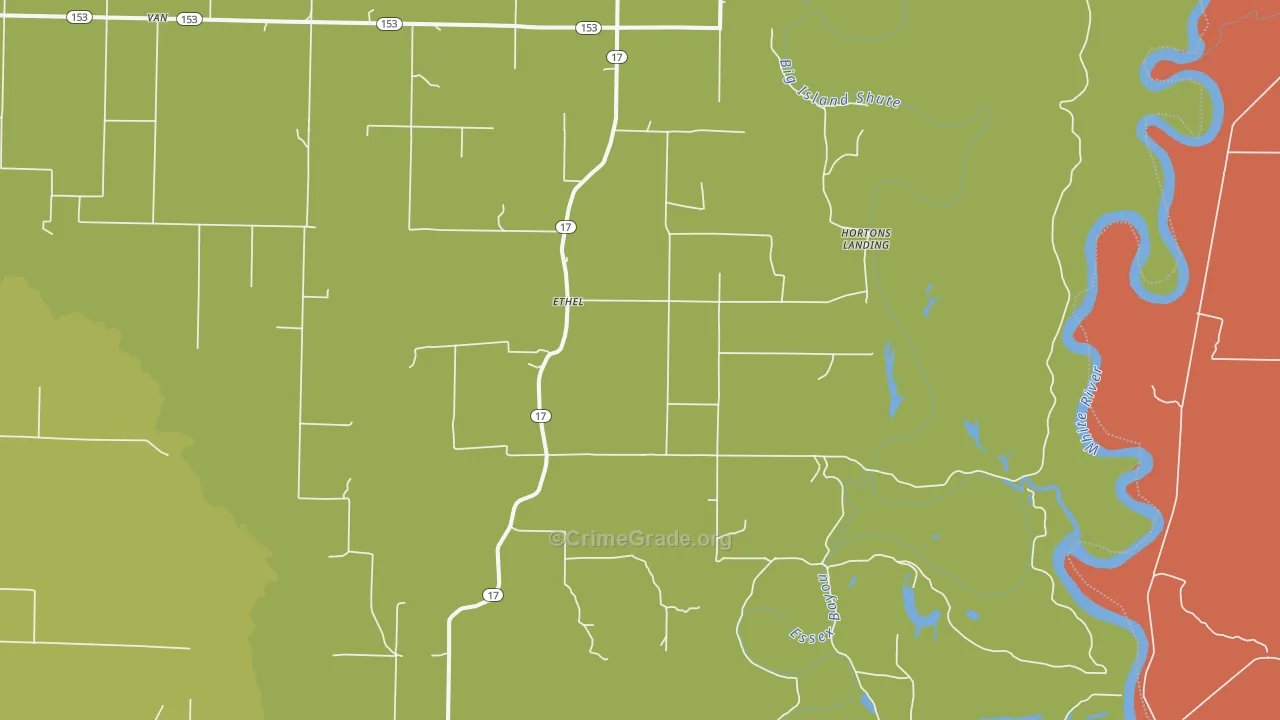 Ethel, AR Map of Burglary Rates