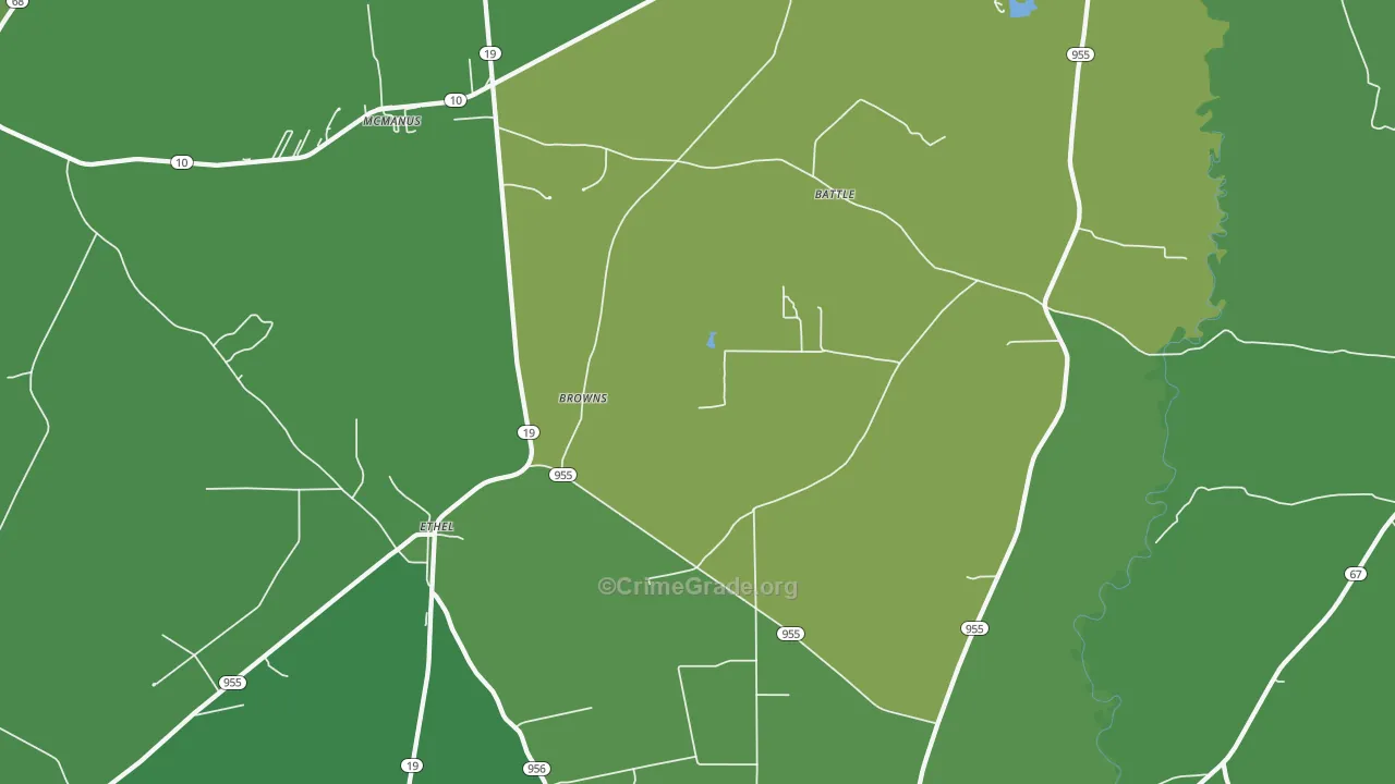Ethel, LA Map of Burglary Rates