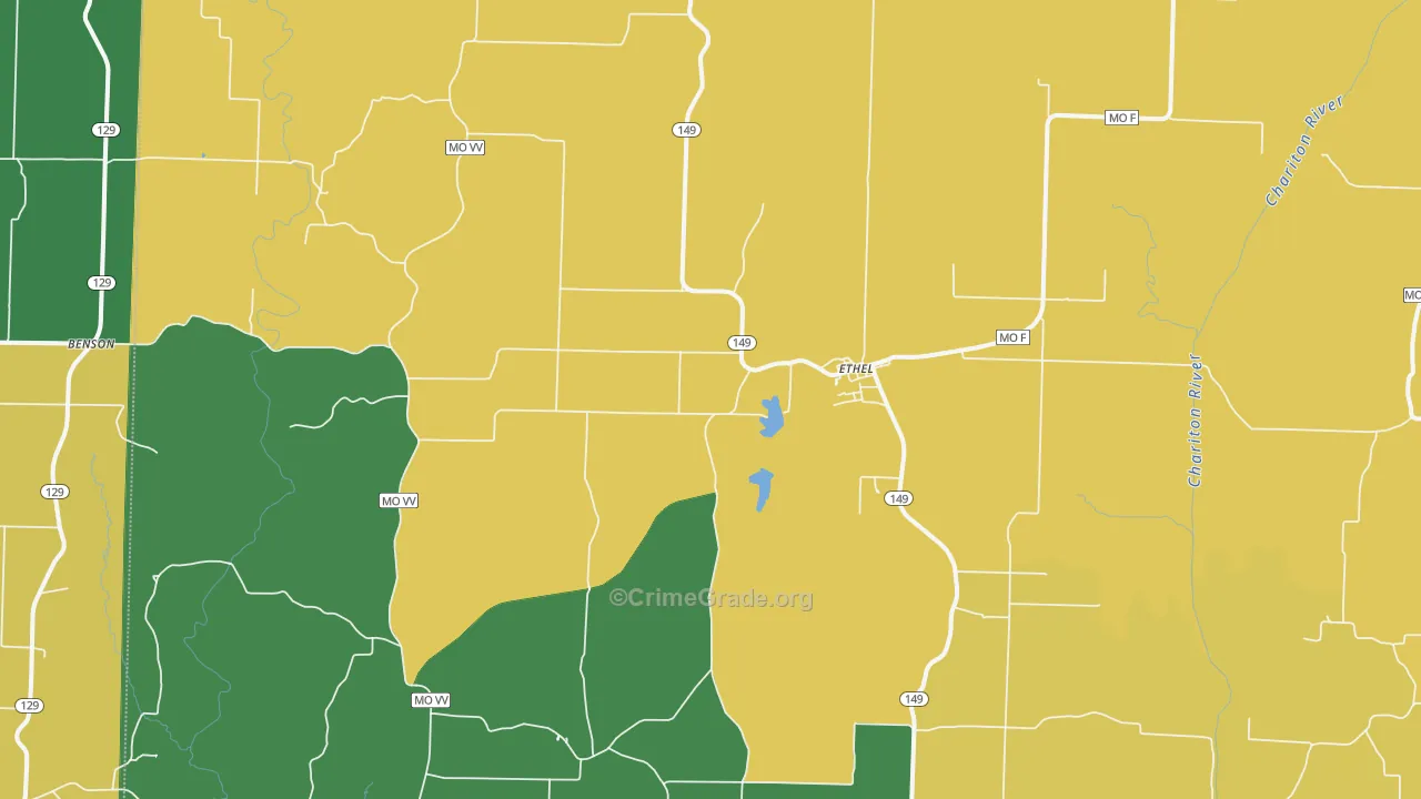 Ethel, MO Map of Burglary Rates