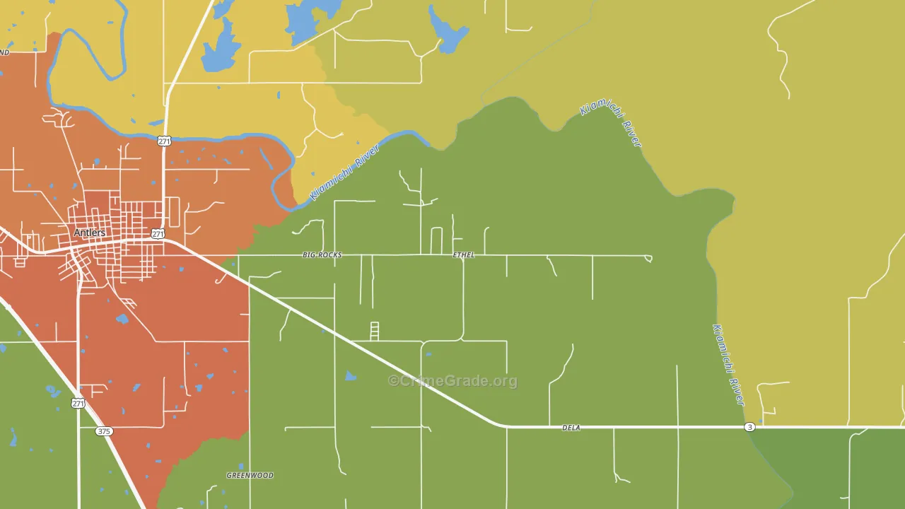 Ethel, OK Map of Burglary Rates