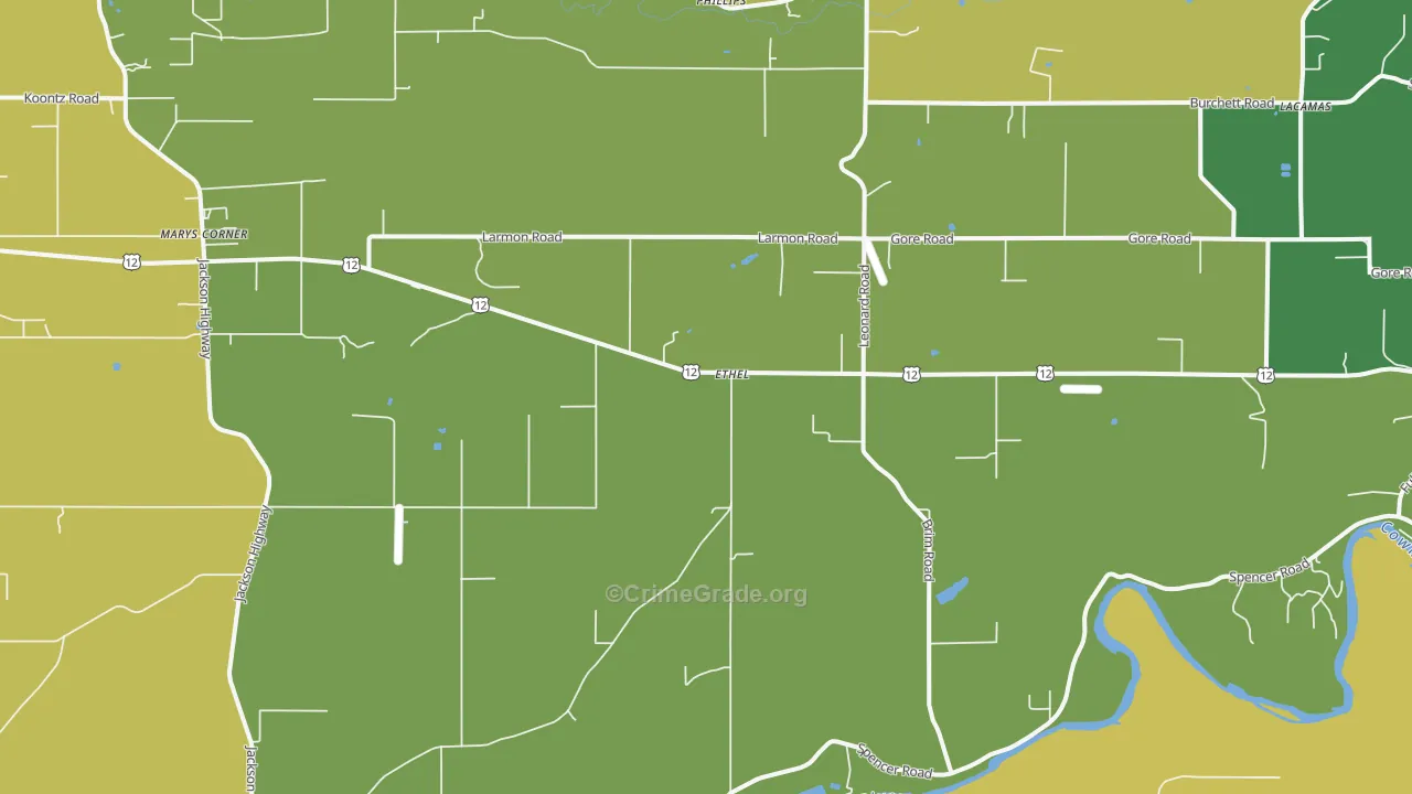Ethel, WA Map of Burglary Rates
