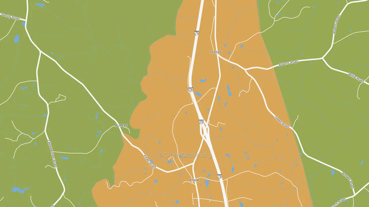Ether, NC Map of Burglary Rates