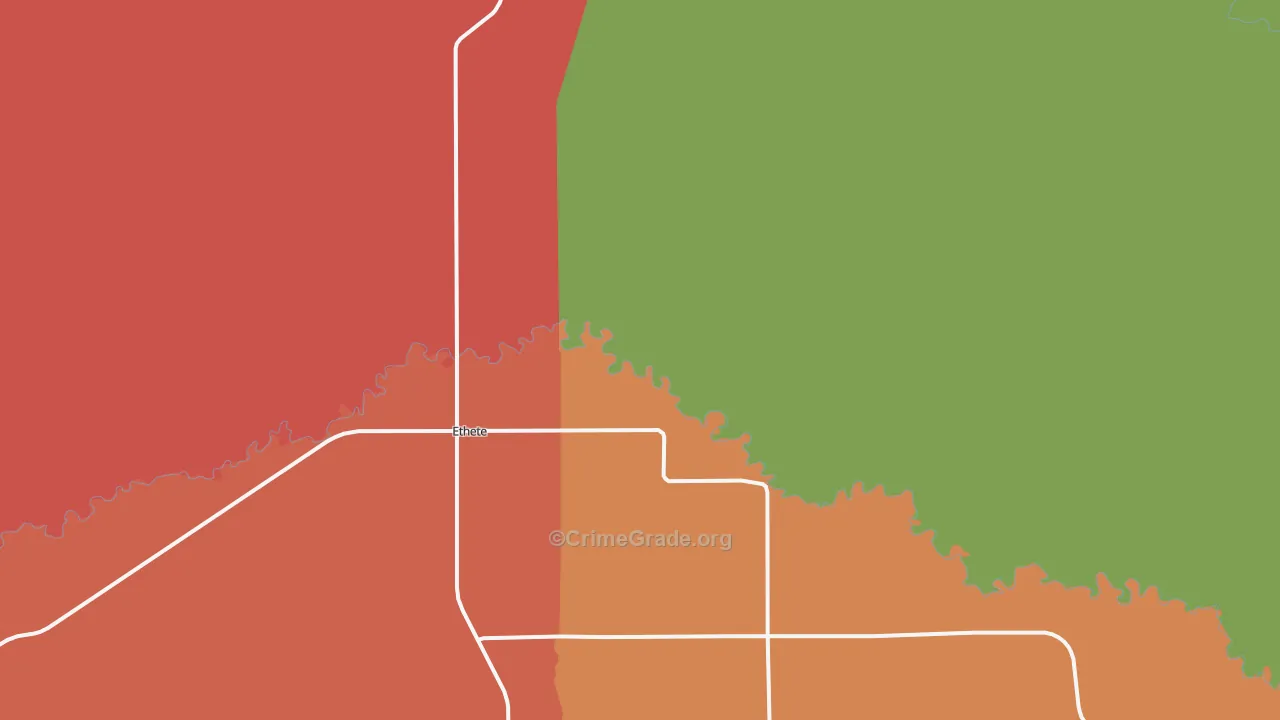 Ethete, WY Map of Burglary Rates
