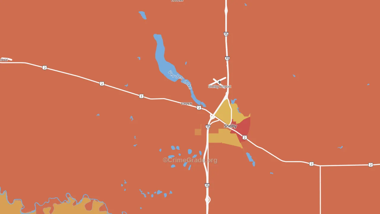 Ethridge, MT Map of Burglary Rates