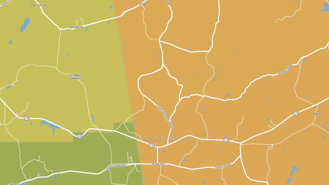 Etna, GA Map of Burglary Rates