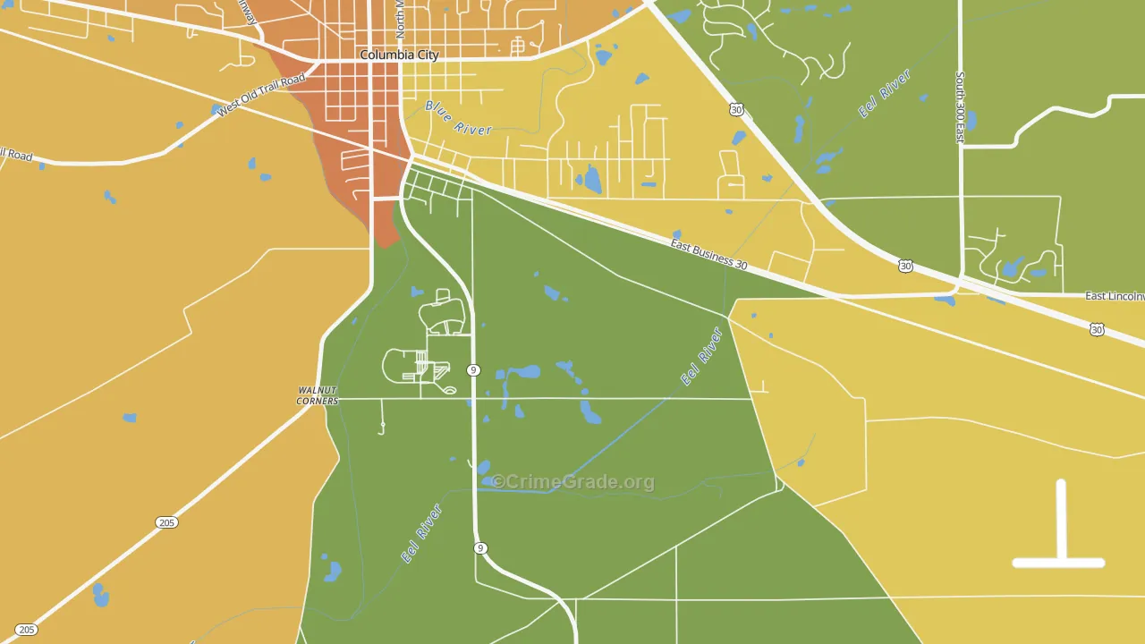 Etna, IN Map of Burglary Rates