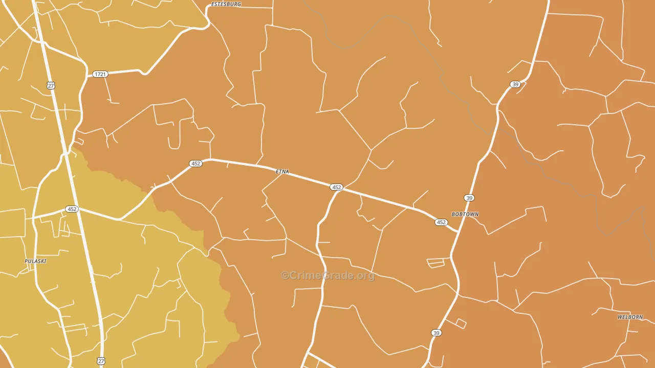 Etna, KY Map of Burglary Rates