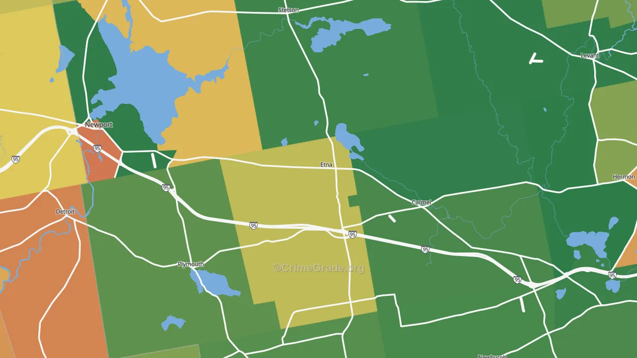 Etna, ME Map of Burglary Rates