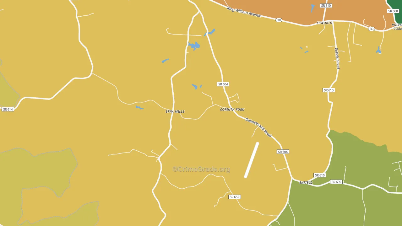 Etna Mills, VA Map of Burglary Rates
