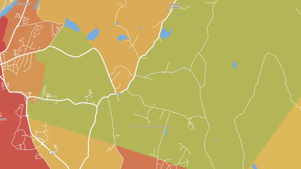 Etna, NH Map of Burglary Rates
