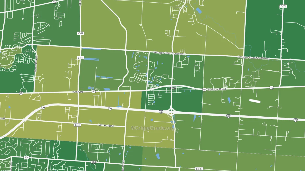 Etna, OH Map of Burglary Rates