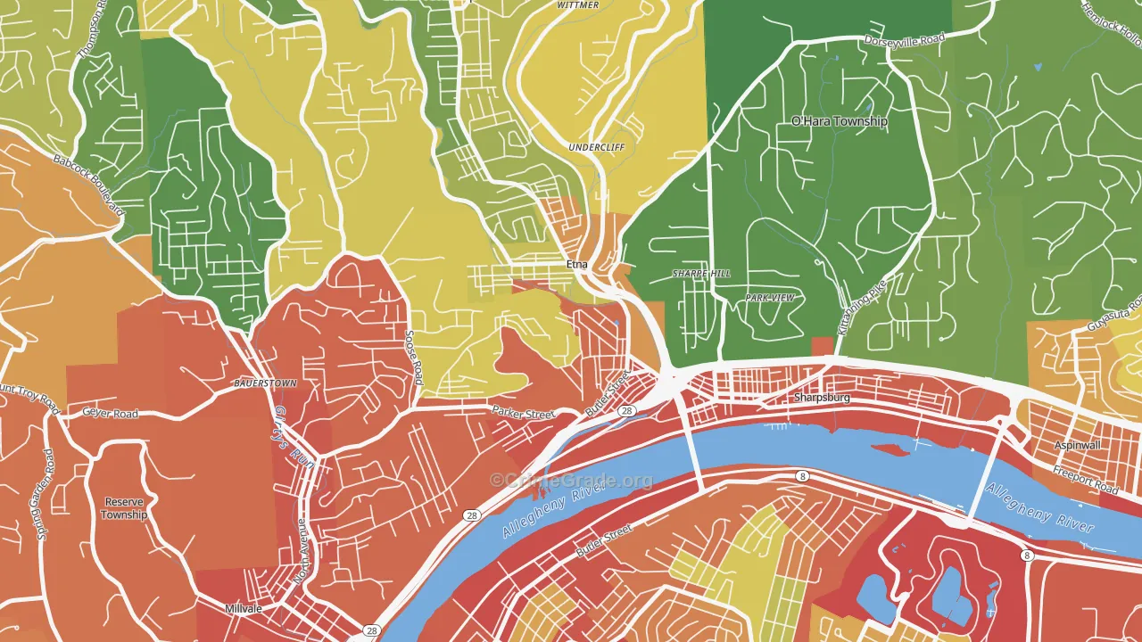 Etna, PA Map of Burglary Rates
