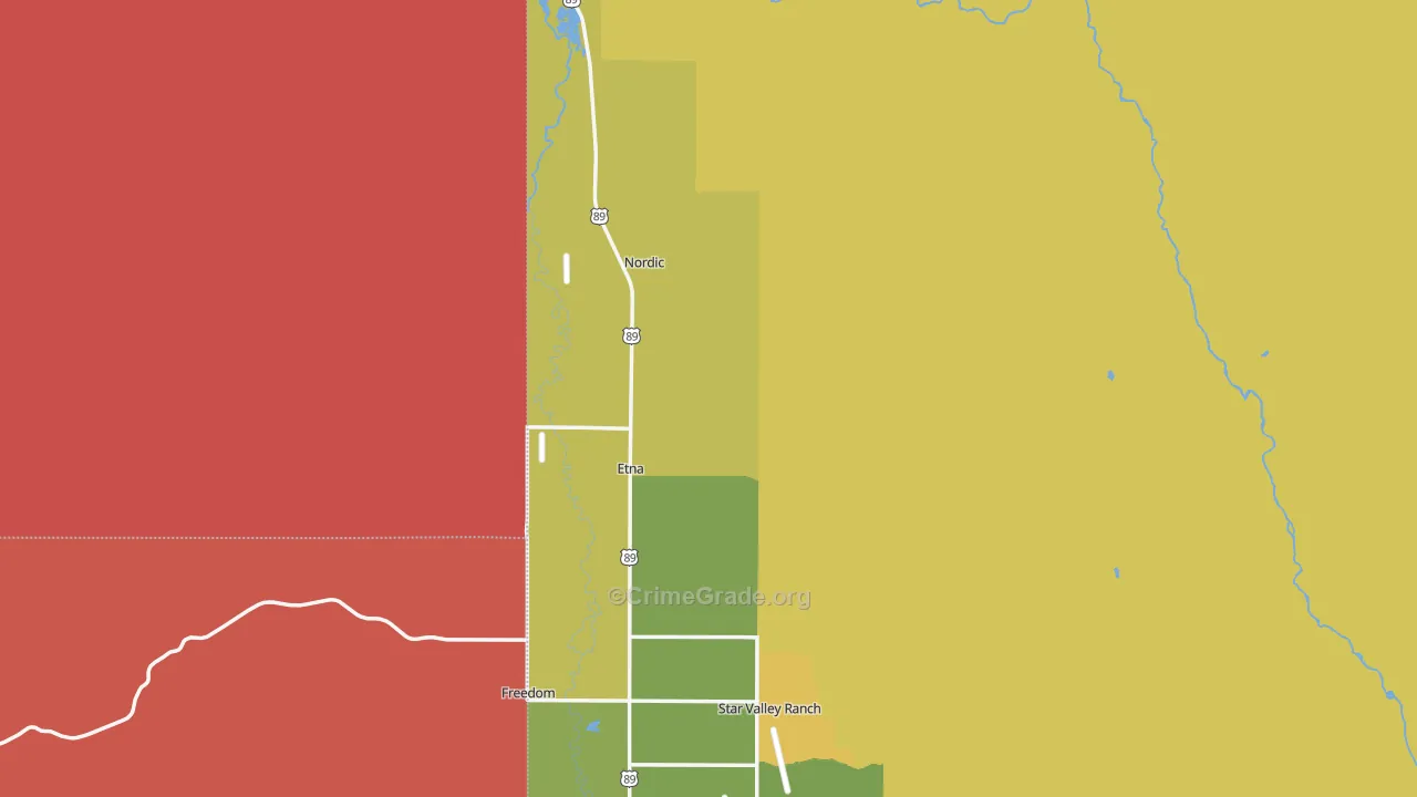 Etna, WY Map of Burglary Rates